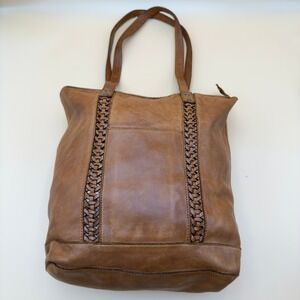 Valenca Holland Leather Tote Bag Womens OS Brown Good Woven Lattice Detail